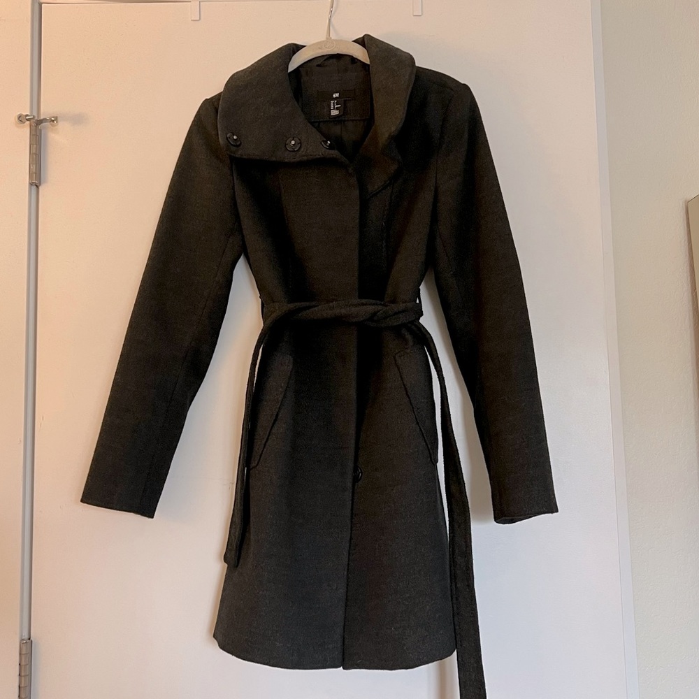 Dark grey long line jacket